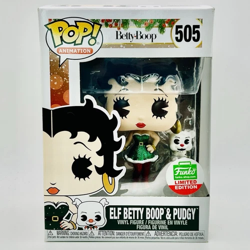 Funko Pop Vinyl Figure Elf Betty Boop & Pudgy Glitter Exclusive #505 Limited Ed.