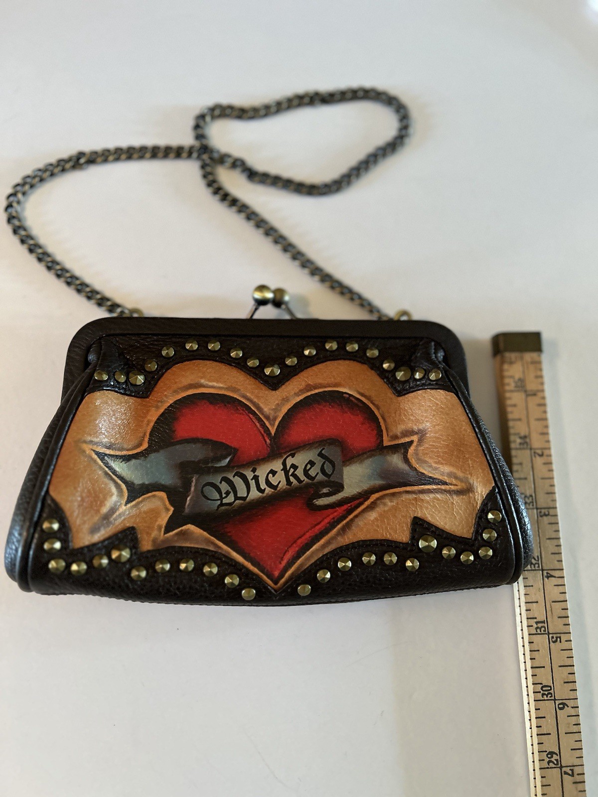 Isabella Fiore “Wicked” Studded Leather Shoulder Bag Small Evening image 10