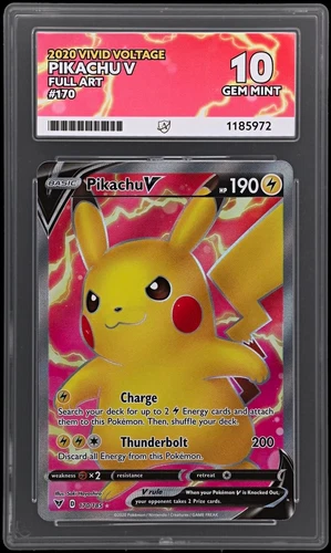 Pokémon TCG 2020 Vivid Voltage Pikachu V 170/185 Full Art Holo Ace 10