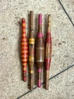 Lot of 4 Antique Wooden Rolling Pins Belan Original Old Hand Caved Lacquer Paint
