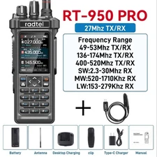 Radtel RT-950 PRO Black (27Mhz TX/RX) 10W Walkie Talkie AM/FM/USB/LSB/CW Receive