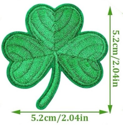 Green Shamrock Three Leaf Clover St. Patrick's Day Embroidered Iron On Patch