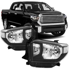 Headlights Assembly Compatible with 2014-2017 Toyota Tundra Black Housing Clear