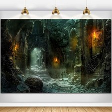 7x5FT Medieval Castle Dungeon Backdrop Stone Cave Horror Photo Background