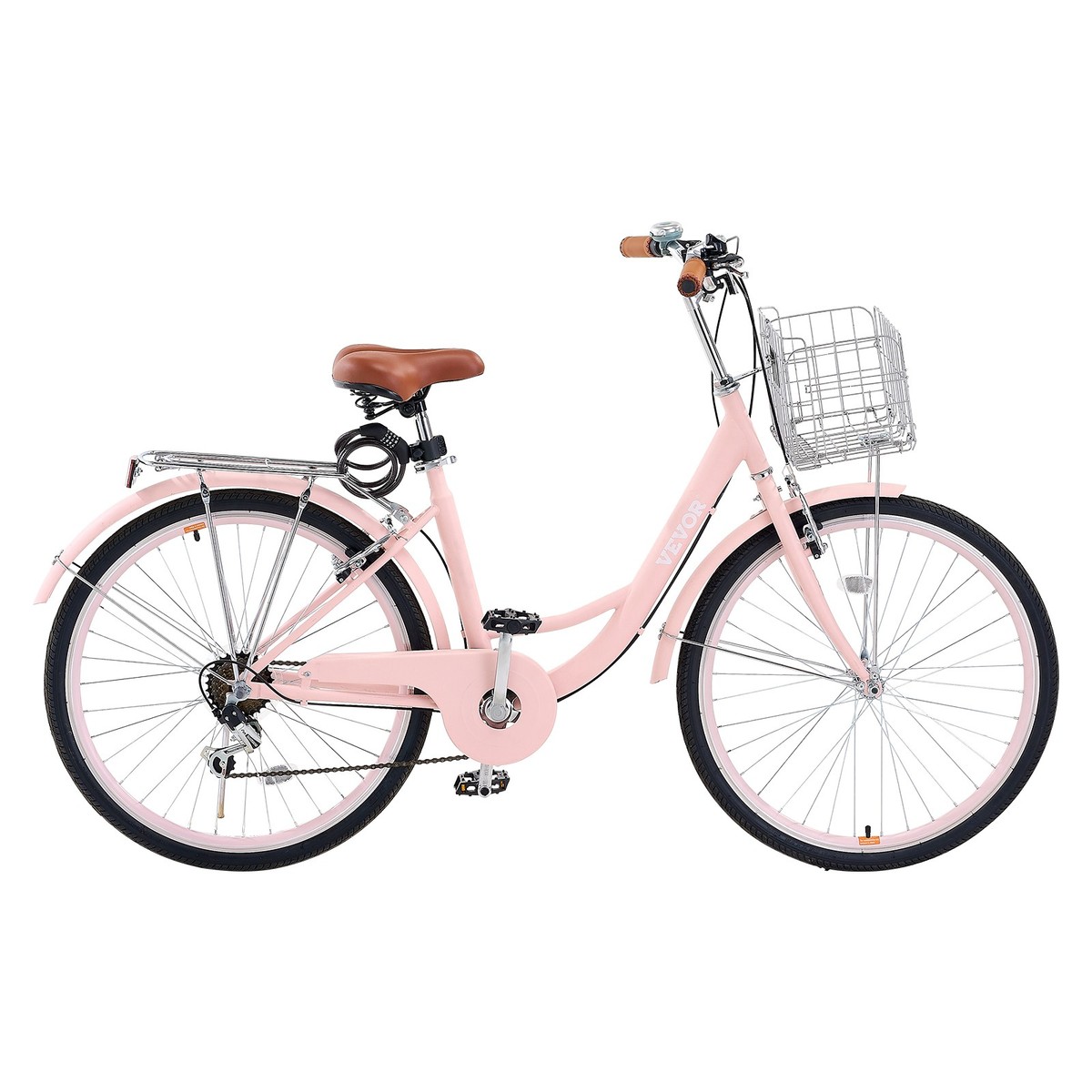 26/24in Beach Cruiser Bike 7/1-Speed City Bicycle with