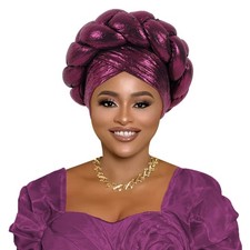 African Women Turban Hat Braid Headscarf Head Cover Wrap Bonnet Wedding Headwear