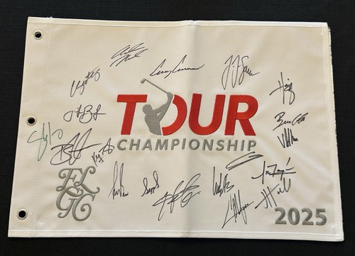Bandiera da golf firmata Tour Championship 2025 PGA autografata 19 auto