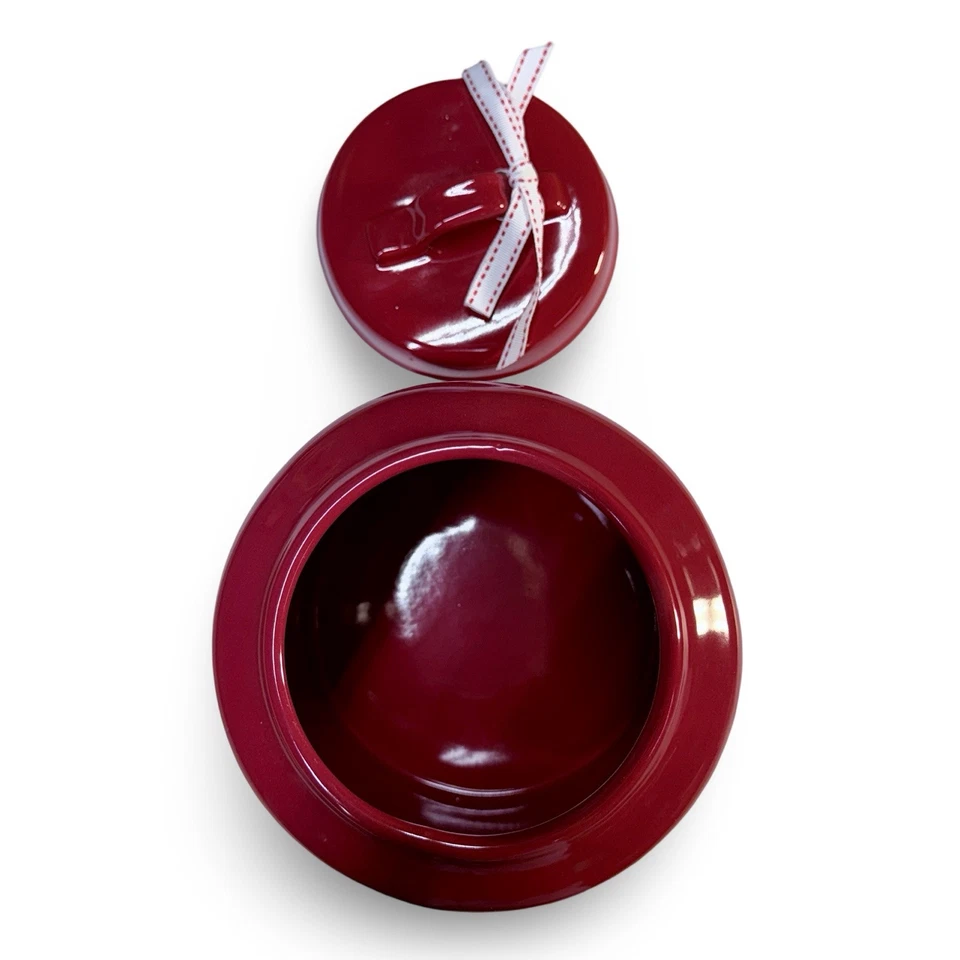 Bote de bastón de caramelo Rae Dunn rojo mate con tapa y arco sellados nuevo Foto 4 de 4