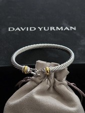 David Yurman 5mm Cable Flex 925 Sterling Silver Buckle Bracelet Large