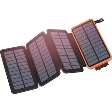 Portable Charger 25000mAh Outdoor USB C Portable Power Bank with 4 Solar Panels