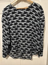 H&M Black Gray Flamingo Bird Shirt Size 14
