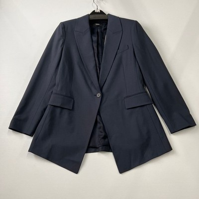 THEORY Good Wool Etiennette Blazer Women's Size 8 Nocturne Navy | eBay