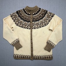 Vintage Hand Knit Wool Fair Isle Sweater Women's Handmade Nordic Icelandic