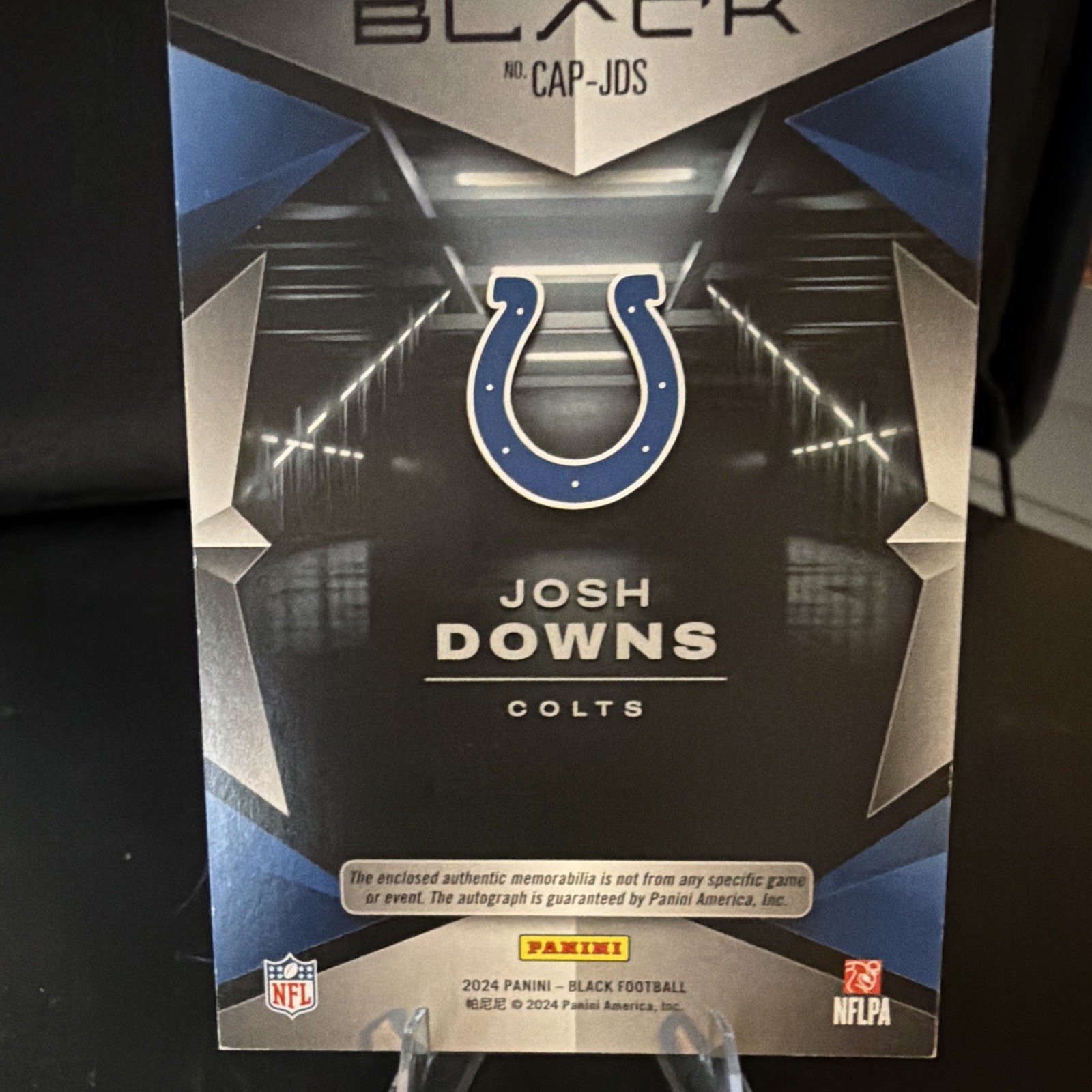 2024 Panini Black Josh Downs Capstone Quad Patch Auto NFL Shield Nike Swoosh /10 view 2
