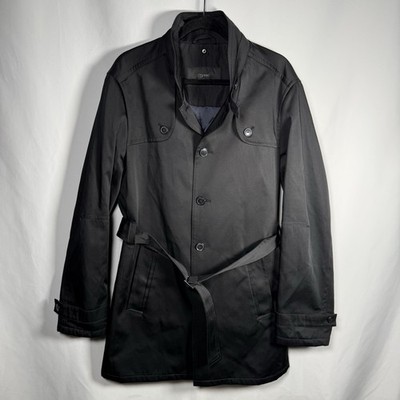 Espirit Inspire Chic Men s Luxe Belted Trench Coat Black Business Size 40L Long