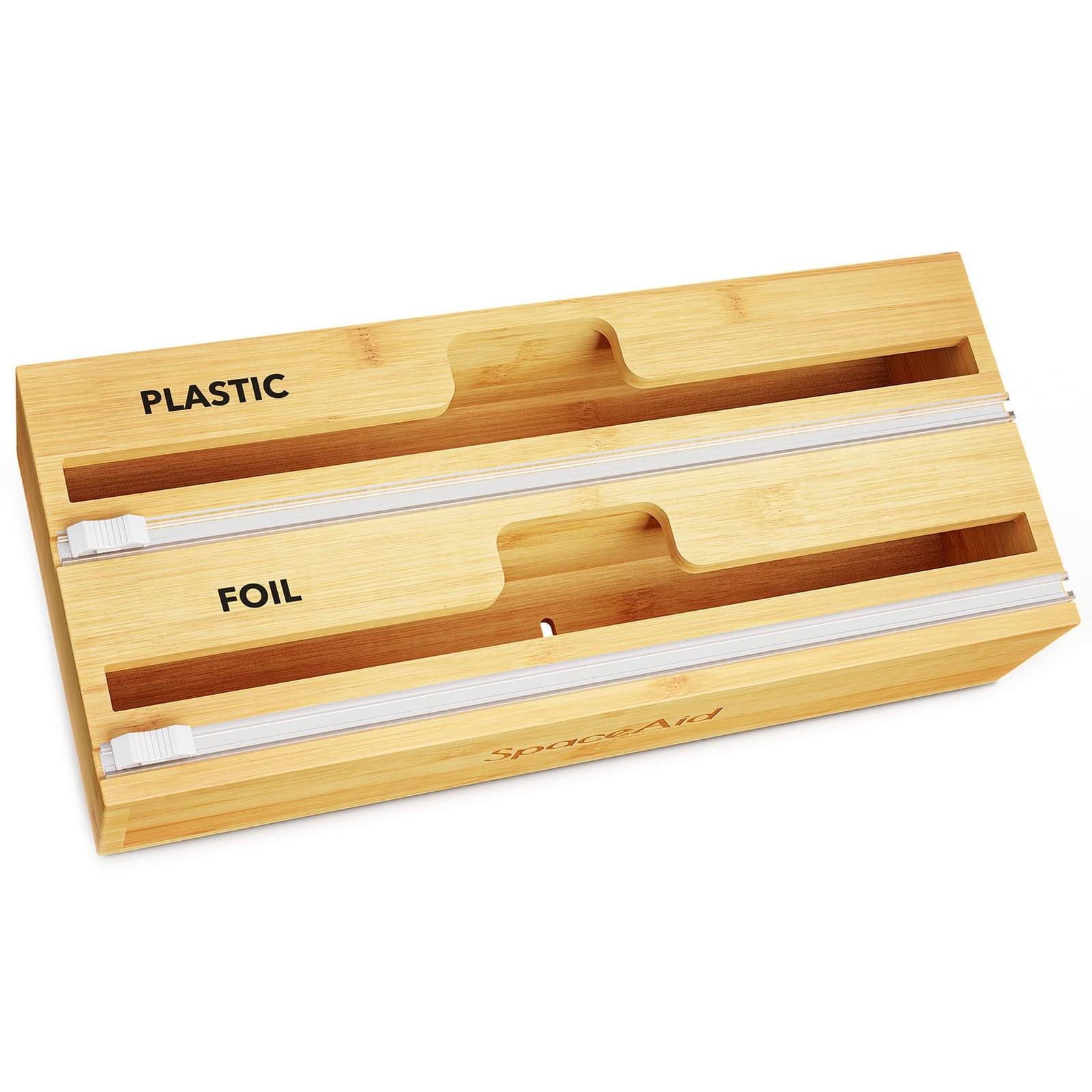 WrapNeat 2 in 1 Wrap Organizer with Cutter and Labels, Plastic Wrap, Aluminum...