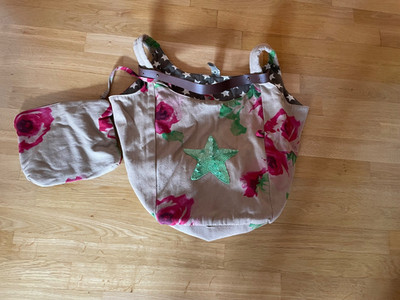 Tolle Beutel-Wendetasche ANOKHI Sterne + Extratasche, Top!