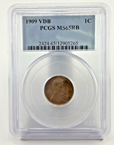 1909 VDB WHEAT CENT PCGS MS65 RB