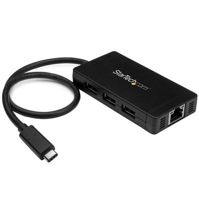 StarTech.com 3 Port USB 3.0 Hub mit USB-C und Gigabit Ethernet - inklusive Netzt