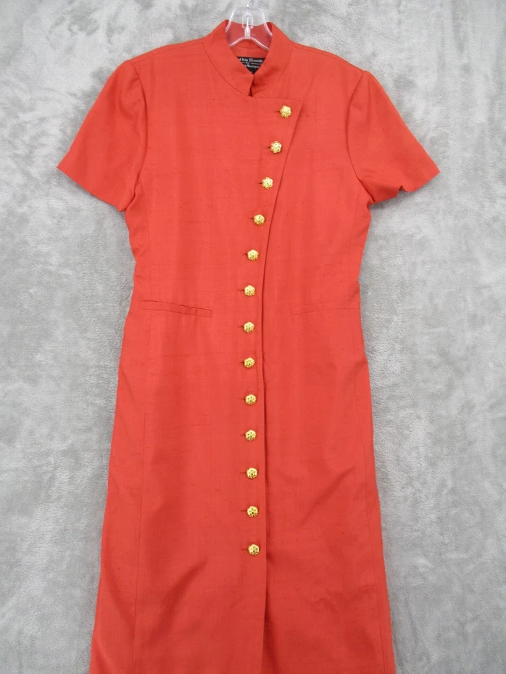 Vestido Vintage Cynthia Howie 6 Seda Kimono Maxi Botones Florales Cuello Mandarín Foto 3 de 4