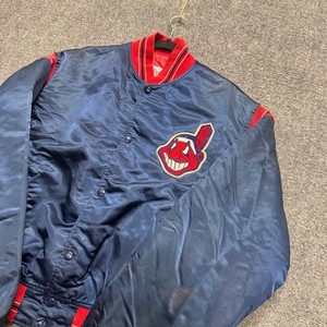 VTG MLB Starter Cleveland Indians Jacket Women's XL 90s Bomber Stained