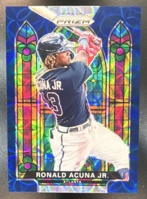 2021 Panini Prizm Ronald Acuna Jr Stained Glass Navy Blue Kaleidoscope /35 Brave