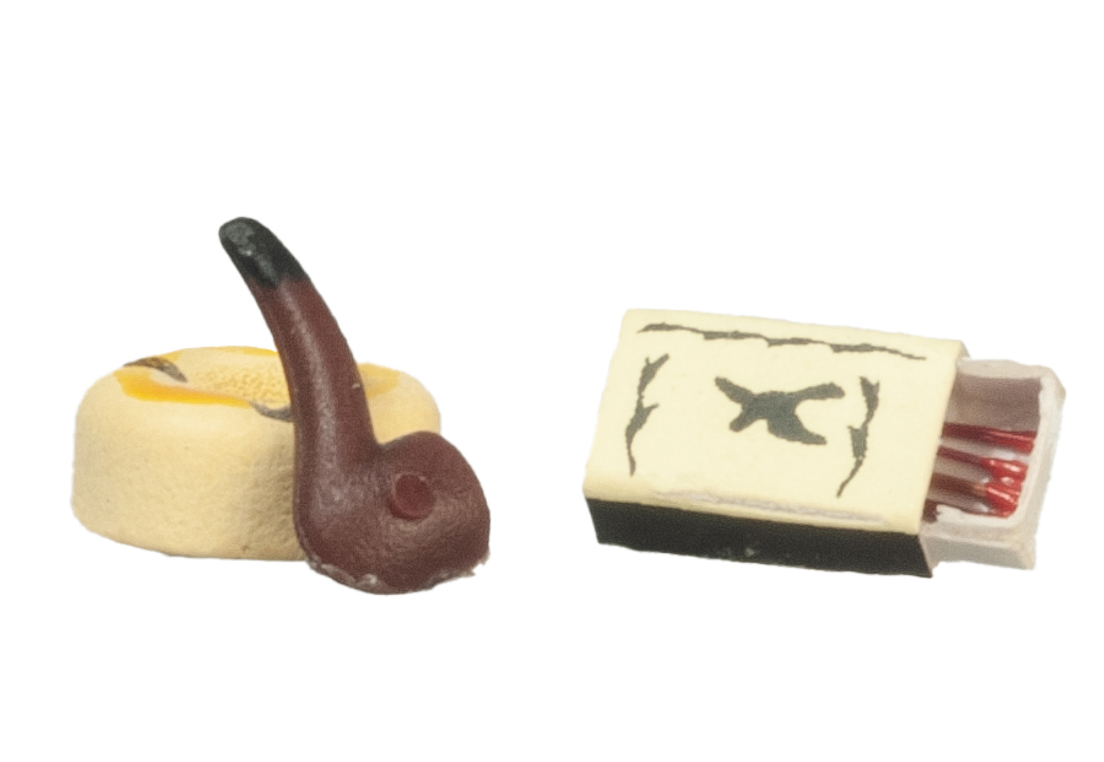 Dolls House Pipe Ashtray & Matches Miniature Smoking Set Old Pub Den Accessory