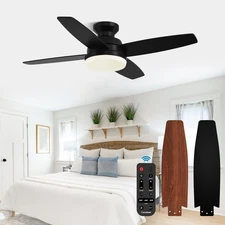 Modern 42 Inch Ceiling Fans with Light and Remote, Bedroom Living Room Home O...