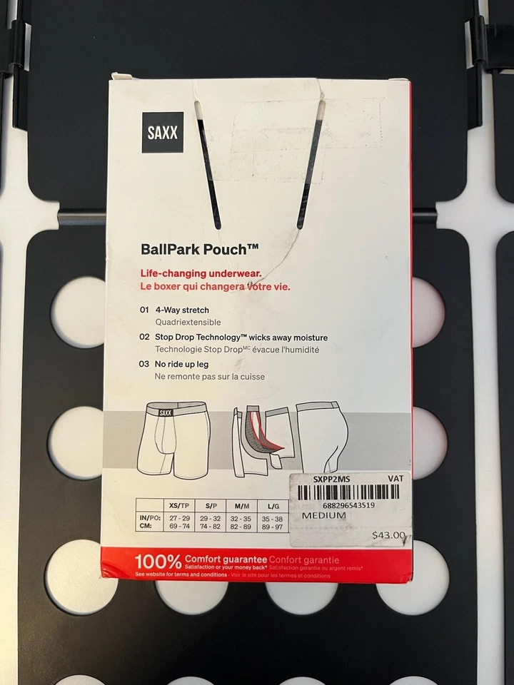 Paquete de 2 calzoncillos boxer SAXX para hombre medianos multideporte malla rendimiento BallPark bolsa Foto 2 de 4