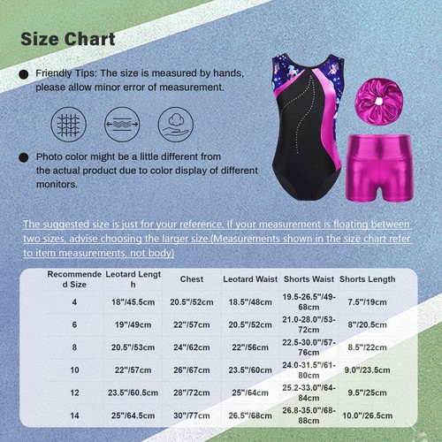 Kids Girl's Jumpsuit And Bottoms Hair Tie Sport Leotard Boyshorts Set One-Piece - Picture 15 of 27