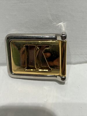 VTG Russia Cowhide‎ Leather Belt 1/20 FPCO Gold Filled Buckle Monogram K Sz 46 VTG Russia Cowhide Leather Belt 1/20 FPCO Gold Filled Buckle  main image 4