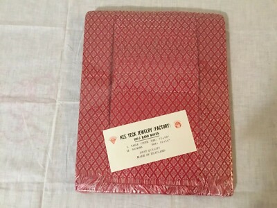 NEW Vintage KEE TECK 72x90'' Tablecloth & 12 Napkins Set HAND WOVEN Red  - New
