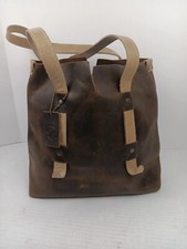 Oak River Mini Chocolate V-tote  Leather Brass Msrp 170