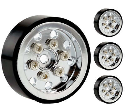 Powerhobby 1.0'' SCX24 Aluminum Beadlock Wheels 1/24 C10 Jeep Bronco Chrome