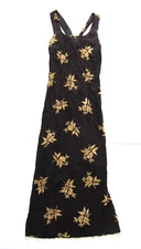 Vintage Ann Taylor Loft 100% Rayon Brown Floral Long Tank Sun Slip Dress 8