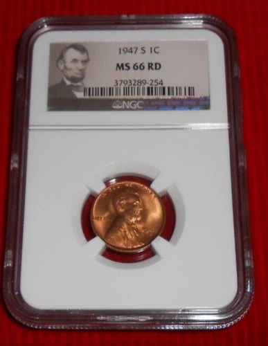 1947 S LINCOLN CENT - NGC MS 66 RD