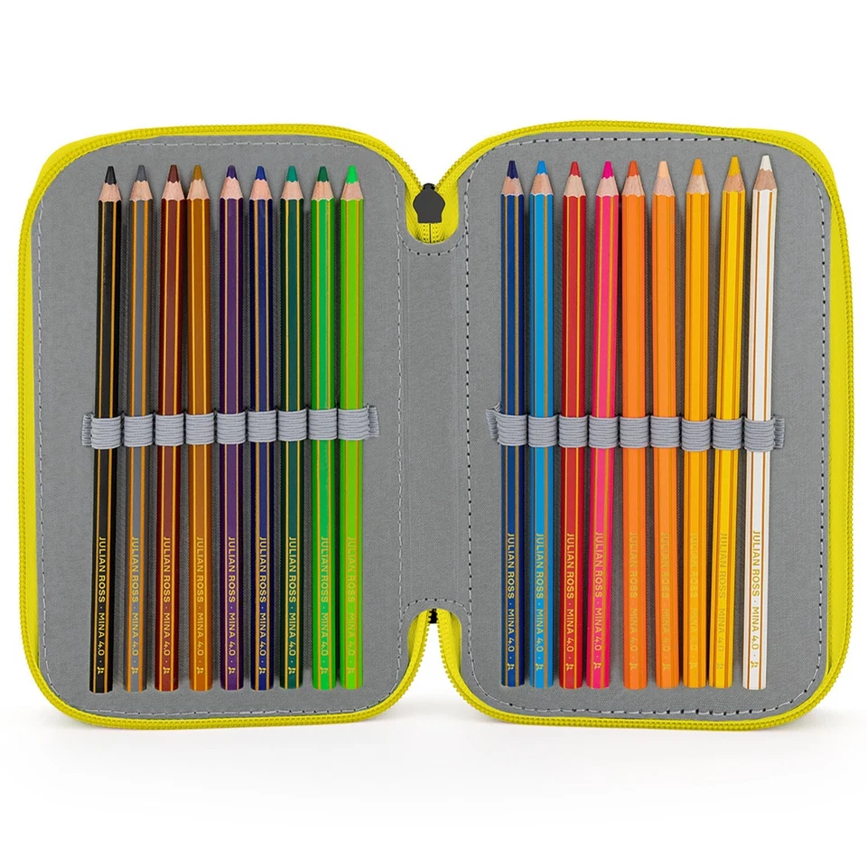 Pokemon Astuccio 3 scomparti riempito Bambini 45 pezzi, Scuola, 3 Zip, Pikachu - Immagine 3 di 4