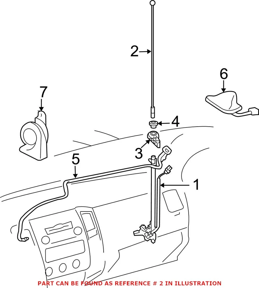 Mástil de antena de radio genuino OEM para Toyota 4Runner 2010-2013 Tacoma 2005-2014 Foto 2 de 2