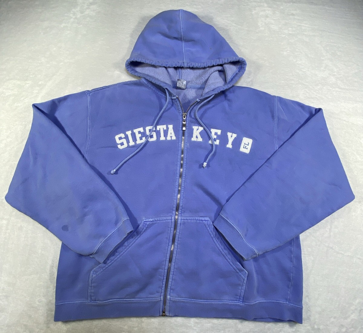 Genuine Pigment Dyed Hoodie Adult L Full Zip Siesta Key Florida 