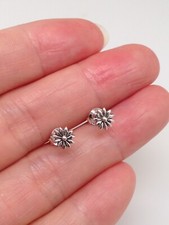 Plain Flower Stud Earrings Sterling Silver 925 Dainty Studs 5mm