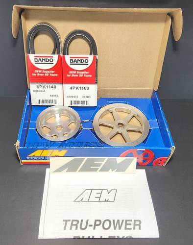 AEM Performance Aluminum Light Weight Pulley Set F22B F22B1 F23A1 F23A4 F23A5 - Picture 2 of 6
