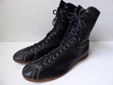 Vintage Brooks Leather High Top Boxing Wrestling Boots - Size 12- Black
