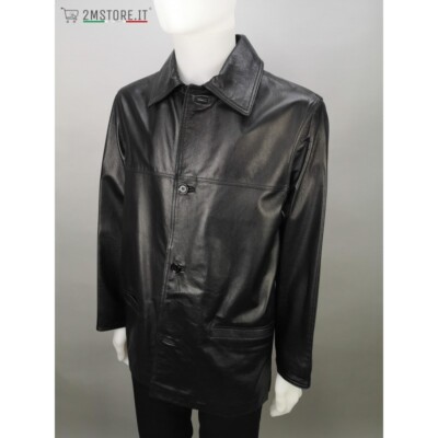 Handgefertigte schwarze Echtlederjacke MADE IN ITALY Casual Vintage Style