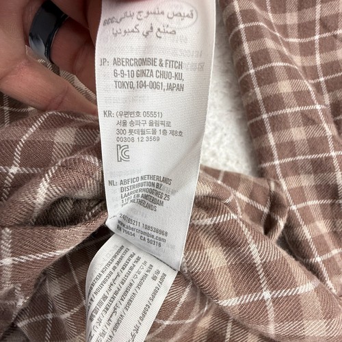 Abercrombie & Fitch Flannel Shirt Girls 13/14 Brown Plaid Long Sleeve Button-Up - Picture 4 of 9