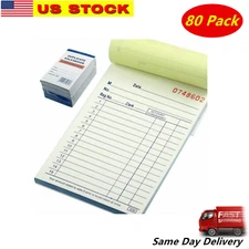 80 Pack - Sales Book Order Receipt Invoice Carbonless Copy 50 Sets 3.5" X 5.5"