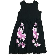 Bedford Fair Womens Dress Maxi Black Floral Lily Sleeveless Plus 2X