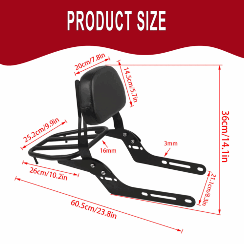 For Honda CL500 CL 500 CL 300 CL300 2023-24 SISSY BAR WITH LUGGAGE BACKREST RACK - Picture 3 of 10