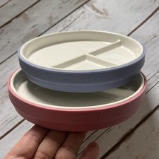 Lot Elk and Friends Plates Porcelain Silicone Sleeve Divided Toddler Dishes