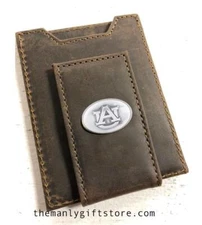 ZEP-PRO Auburn Collegiate Crazy Horse Leather Front Pocket Wallet