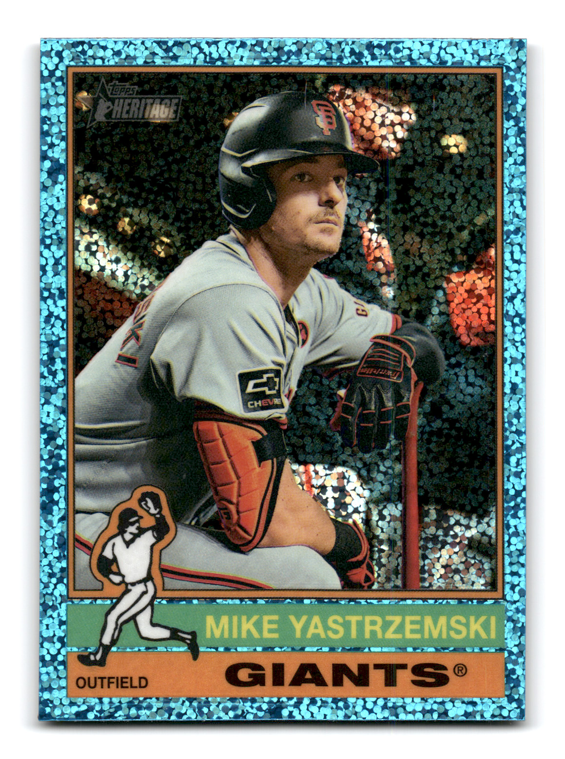 2025 Topps Heritage - Mike Yastrzemski #470 (Chrome Light Blue Sparkle)